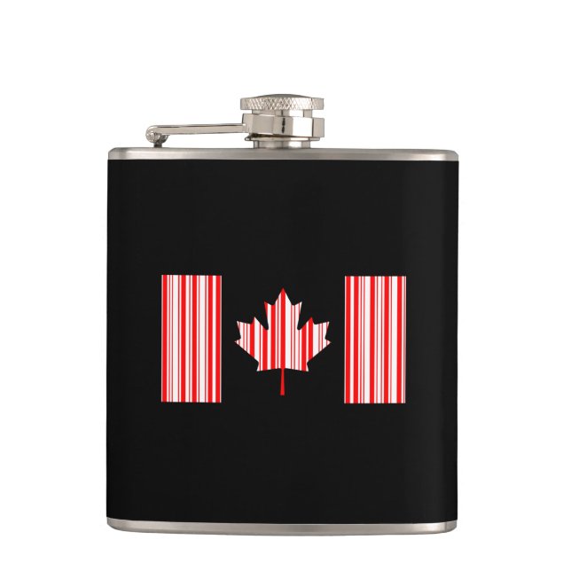 CANADA FLAG BAR CODE Canadian Barcode Flask (Front)