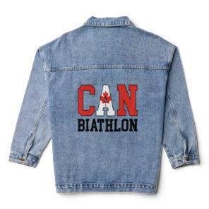 Canada Flag Biathlonist  Canadian Can Biathlon Pul Denim Jacket