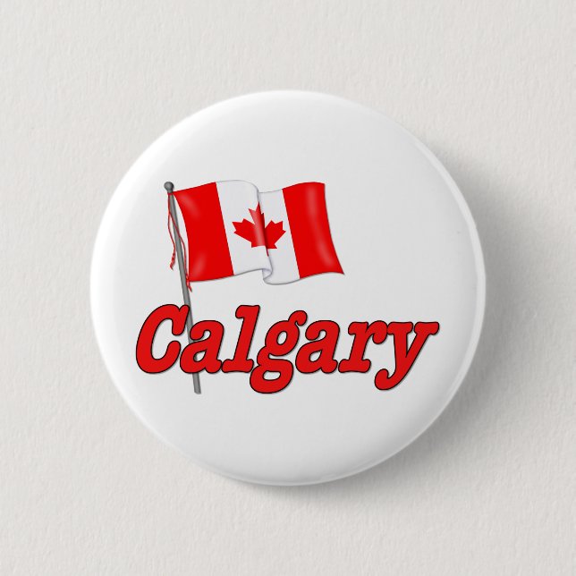 Canada Flag - Calgary Pinback Button (Front)