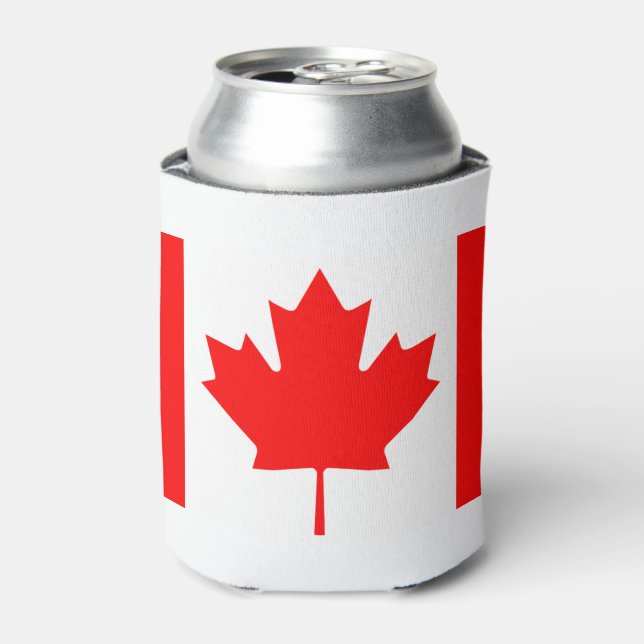 Canada Flag Canadian Colors Red White Can Cooler (Can Front)