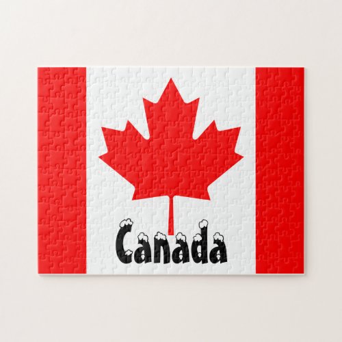 Canada Flag Canadian Colors Red White Maple Leaf Jigsaw Puzzle