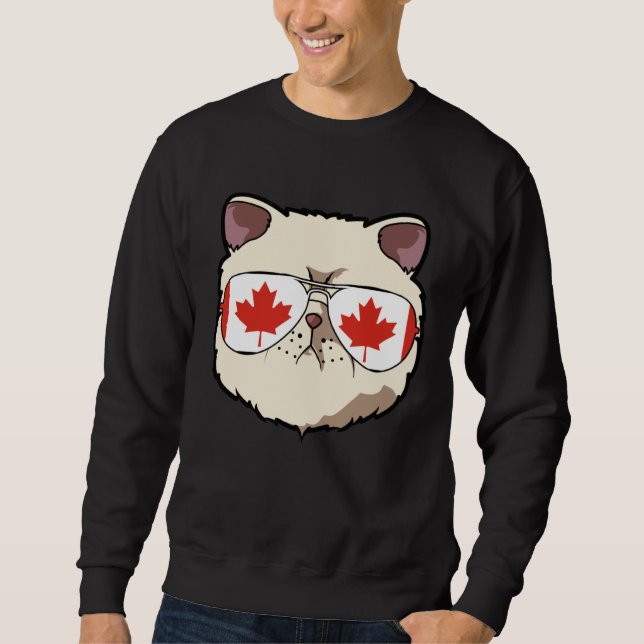Canada Flag Canadian Exotic Shorthaire Cat Sunglas Sweatshirt (Front)