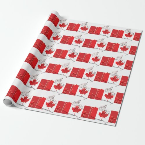 CANADA FLAG  Canadian Map  Maple Leaf Wrapping Paper