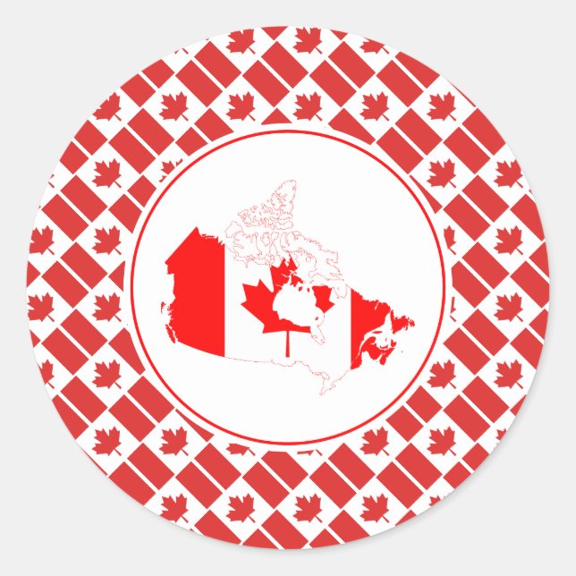 CANADA FLAG Canadian Map Stylish Patriotic Classic Round Sticker (Front)