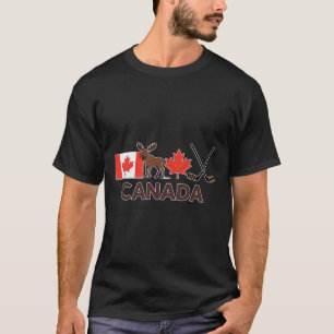 Canada Flag Canadian Maple Leaf Deer Ice Hockey _1 T-Shirt