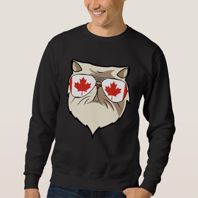 Canada Flag Canadian Persian Cat Sunglasses Sweatshirt (Front)