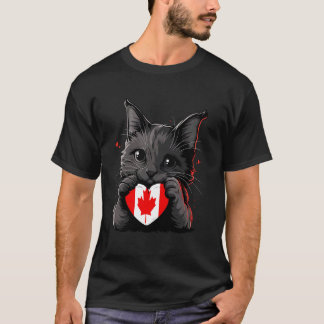 Canada Flag Canadian Pride Heart Cat Canada Maple  T-Shirt