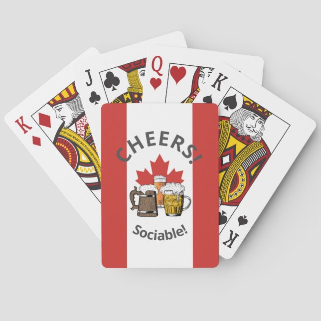CANADA FLAG Cartoon 3 Beers Cheers Sociable Poker Cards (Back)