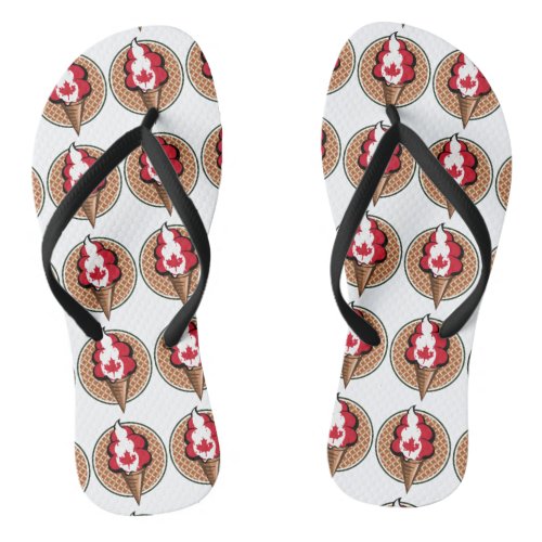 Canada flag cartoon ice cream flip flops