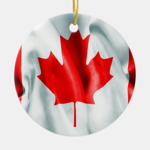 Canada Flag Ceramic Round Christmas Ornament