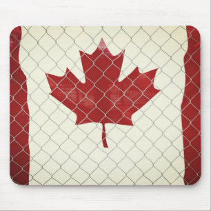 Canada Flag. Chain Link Fence. Rustic. Cool. Mouse Pad