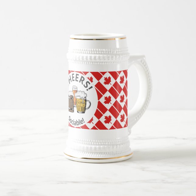 CANADA FLAG Cheers! Sociable! Customized Cartoon Beer Stein (Front Right)