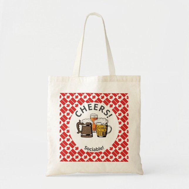 CANADA FLAG Cheers! Sociable! Customized Cartoon Tote Bag (Front)