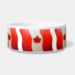Canada Flag-Chrome Bowl<br><div class="desc">Canada flag overlaid with chrome texture pet bowl. Click on the customize button to add your text. Image can be rotated or resized.</div>