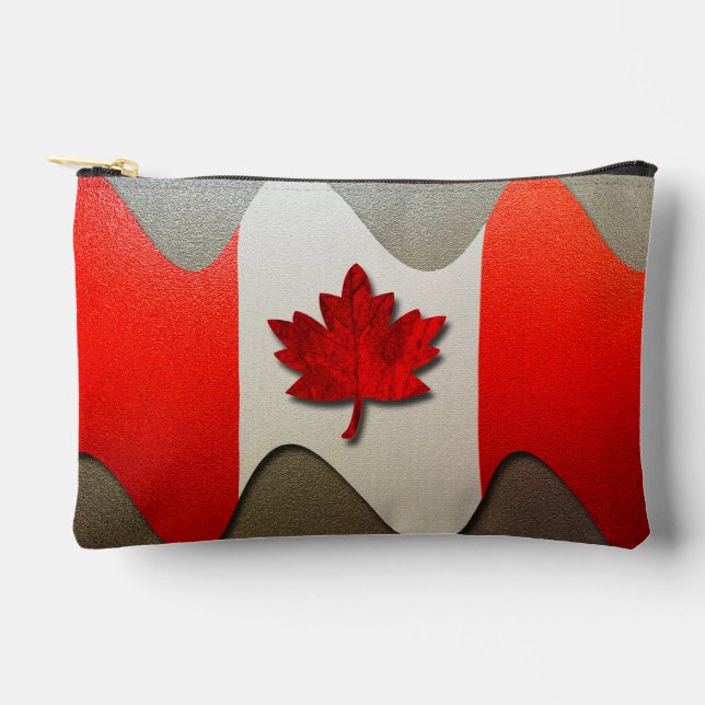 Canada Flag-Chrome by Shirley Taylor Accessory Pouch (Front)