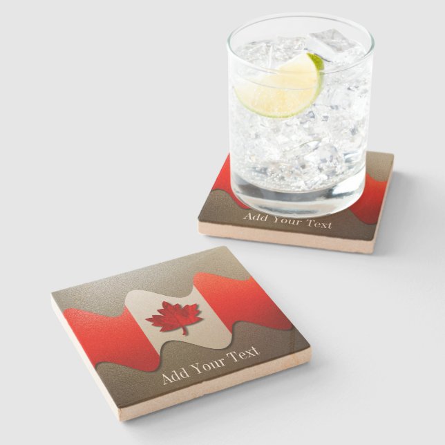 Canada Flag-Chrome by Shirley Taylor Stone Coaster (Side)