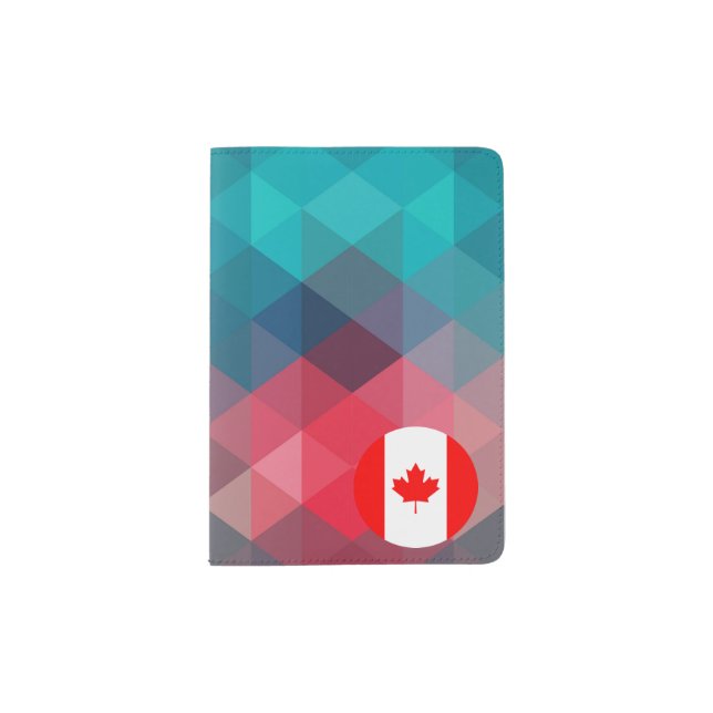 Canada flag circle on modern bokeh passport holder (Front)