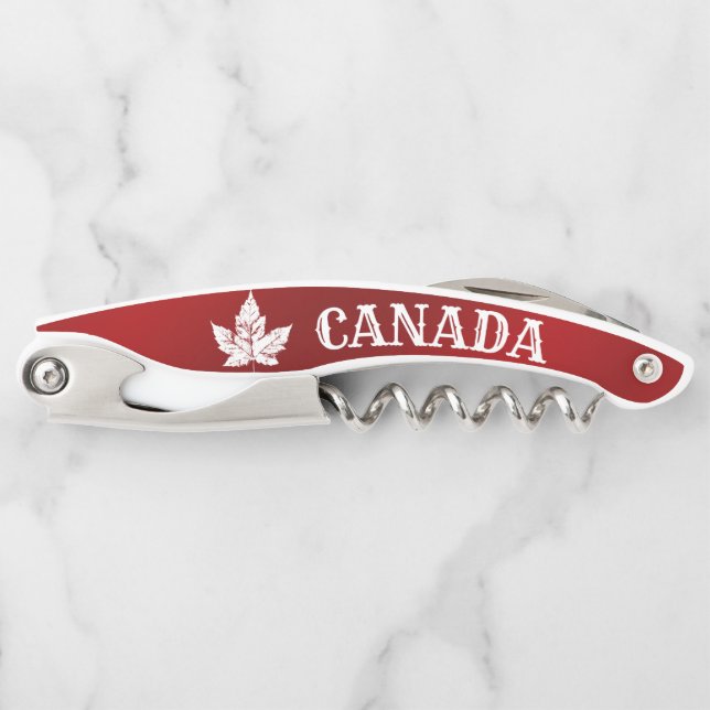 Canada Flag Corkscrew Custom Bottle Opener (Front)