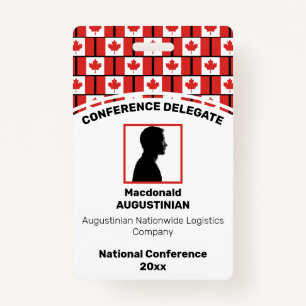 CANADA FLAG Customized Logo Photo ID Name Badge