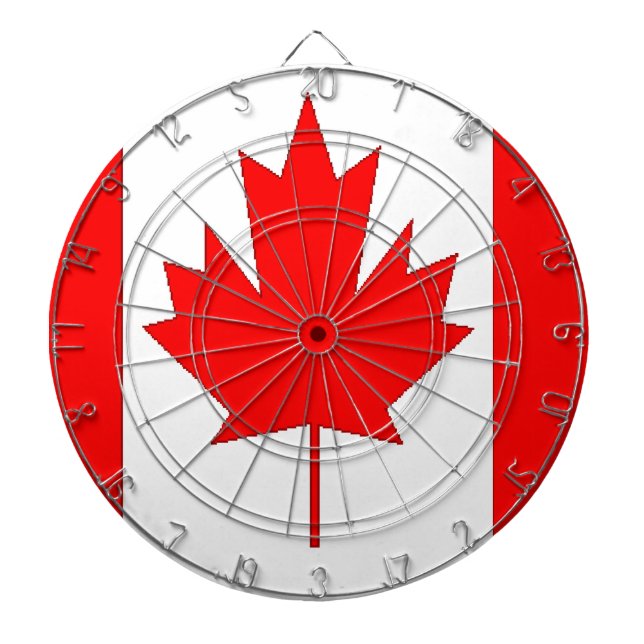 Canada flag dartboard with darts (Front)