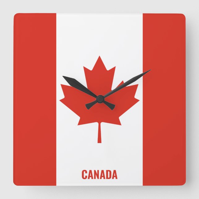 Canada Flag Dazzling Patriotic Square Wall Clock (Front)