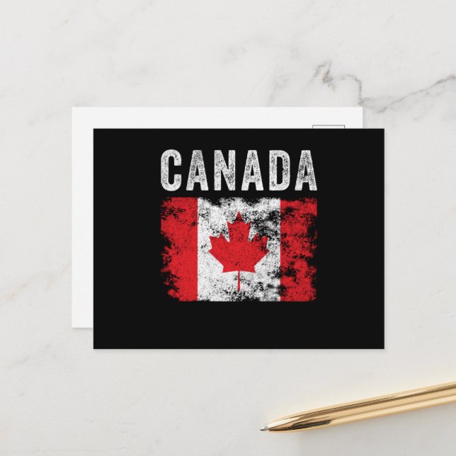 Canada Flag Distressed - Canadian Flag Postcard (Front/Back In Situ)