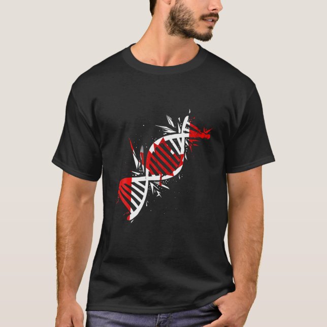 Canada Flag DNA Molecule Canadian Roots Maple Leaf T-Shirt (Front)