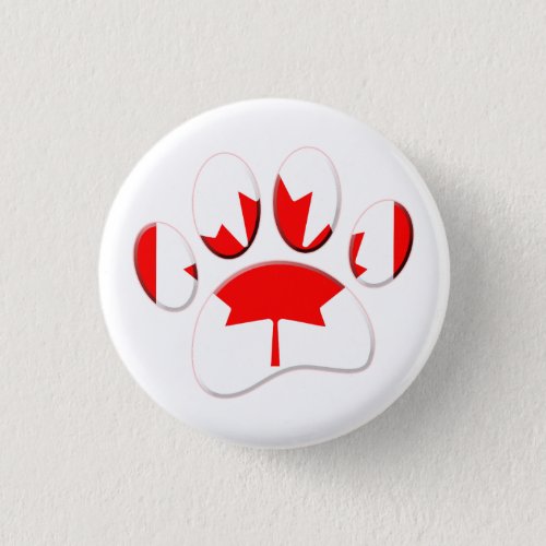 Canada Flag Dog Paw Print Button
