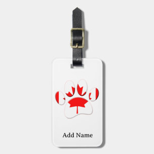 Canada Flag Dog Paw Print Luggage Tag