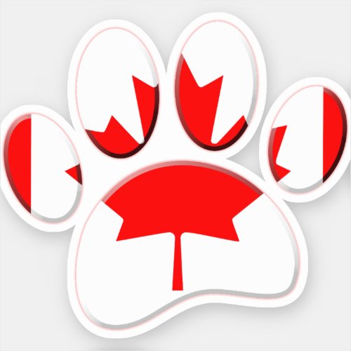 Canada Flag Dog Paw Print Sticker