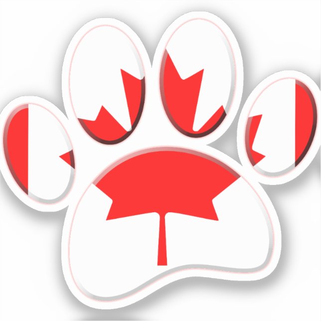 Canada Flag Dog Paw Print Sticker (Front)