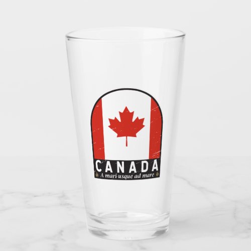 Canada Flag Emblem Distressed Vintage Glass