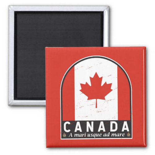 Canada Flag Emblem Distressed Vintage Magnet