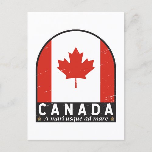Canada Flag Emblem Distressed Vintage Postcard