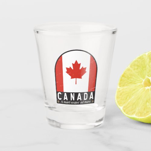 Canada Flag Emblem Distressed Vintage Shot Glass