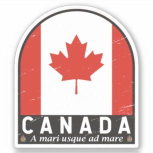 Canada Flag Emblem Distressed Vintage Sticker