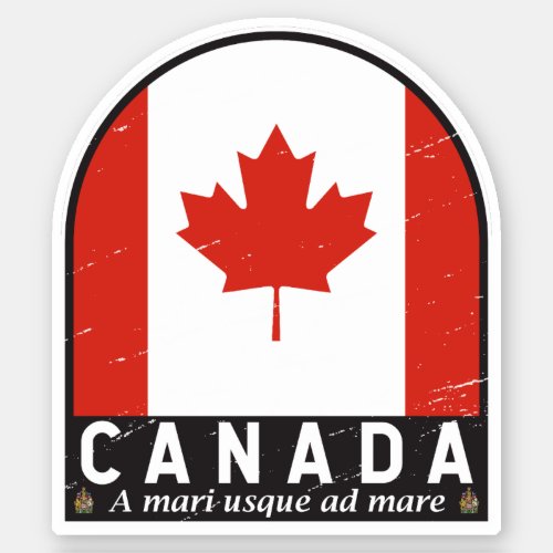 Canada Flag Emblem Distressed Vintage Sticker