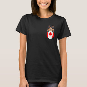 Canada Flag Finnish Lapphund Dog In Pocket T-Shirt