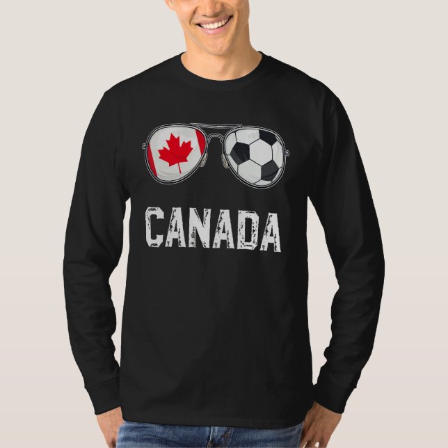 Canada Flag & Football Sunglass Canadian Fan T-Shirt (Front)