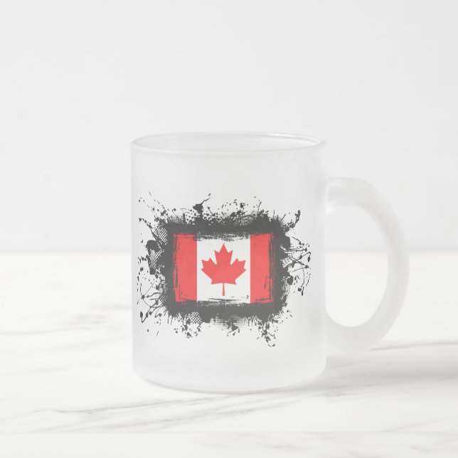 Canada Flag Frosted Glass Coffee Mug (Right)