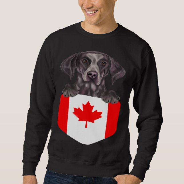 Canada Flag German Shorthaired Pointer Dog In Pock Sweatshirt (Front)