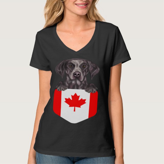 Canada Flag German Shorthaired Pointer Dog In Pock T-Shirt (Front)
