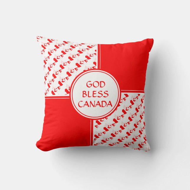 CANADA Flag GOD BLESS Patriotic Throw Pillow (Front)