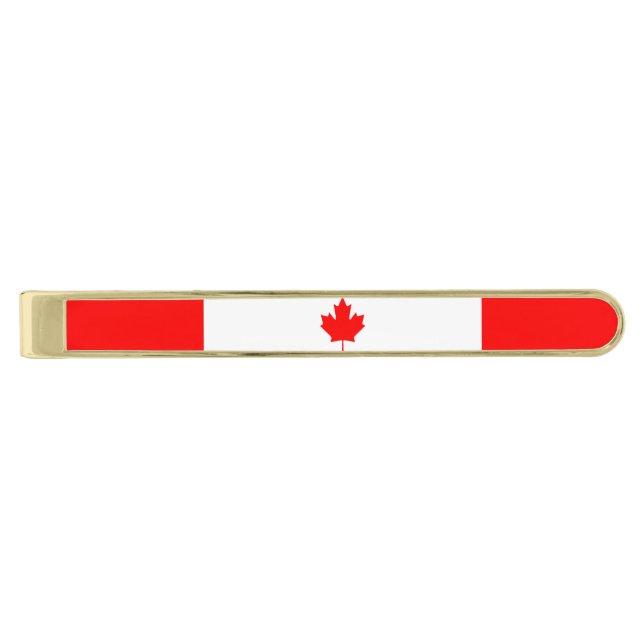 Canada Flag Gold Finish Tie Bar (Front)