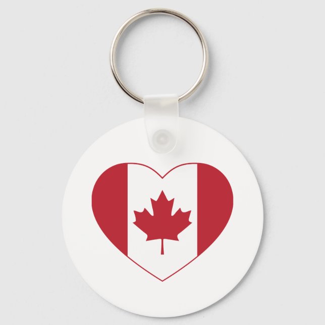 Canada Flag Heart Button Keychain (Front)