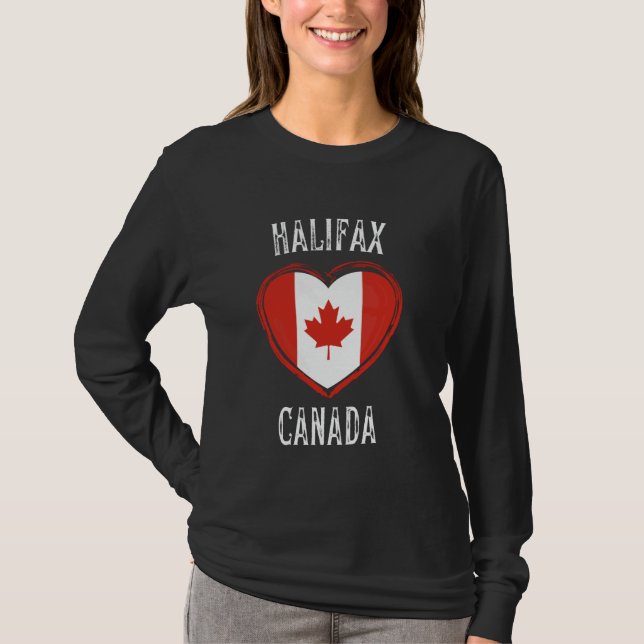 Canada Flag Heart Halifax City T-Shirt (Front)