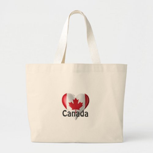 Canada Flag Heart Large Tote Bag