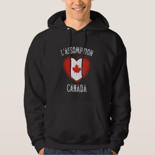 Canada Flag Heart Lu2019Assomption City Hoodie