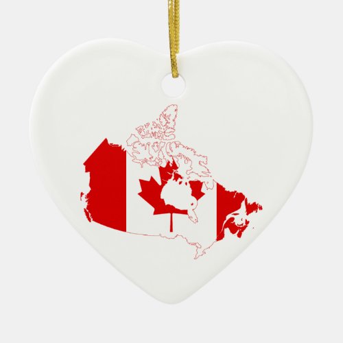Canada Flag Heart Map Ceramic Ornament