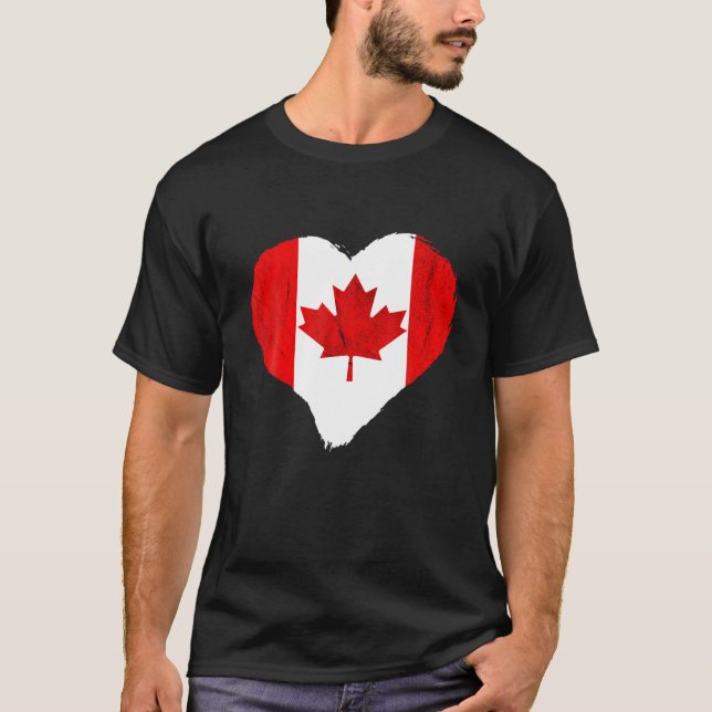 Canada Flag Heart Maple Leaf Canadian Pride Canadi T-Shirt (Front)